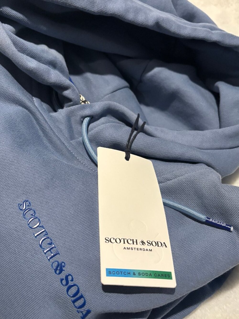 Scotch & Soda Minimal Logo Hoodie – Grey Blue – New With Tags